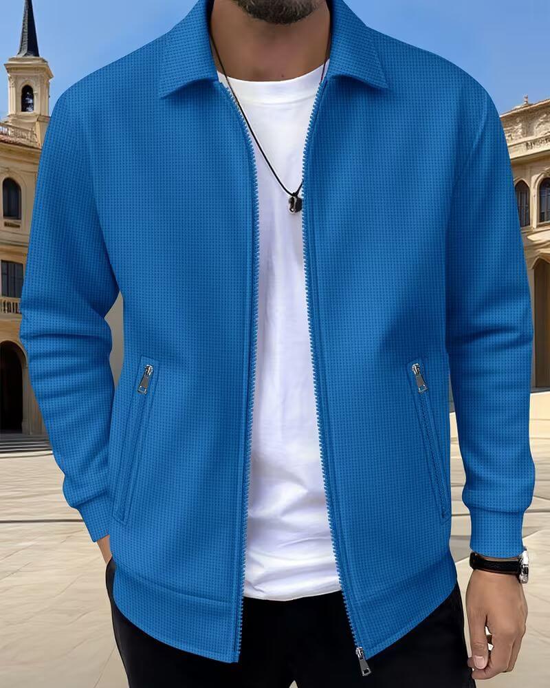 Men's versatile textured athletic jacket for sport & stylish outerwear, ideal for all seasons.