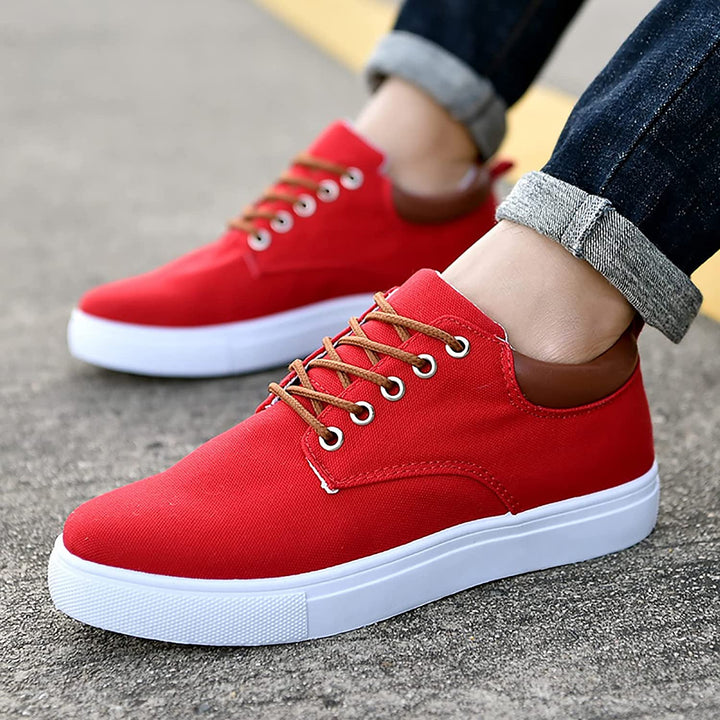 Modern men's walking shoes, low-top, lace-up, featuring advanced cushioned comfort technology.