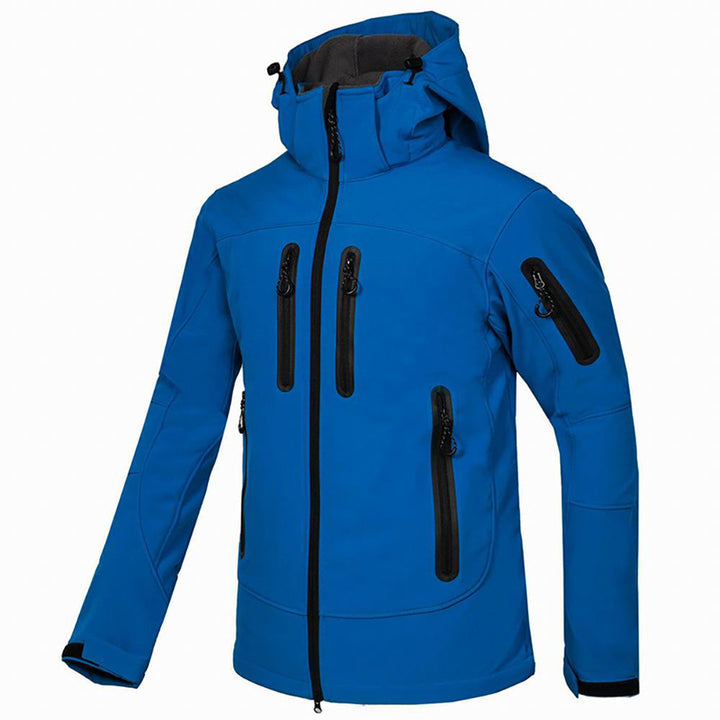 Men's full zip hooded outdoor jacket for adventure. Durable & lightweight functional outerwear with multi-pockets.