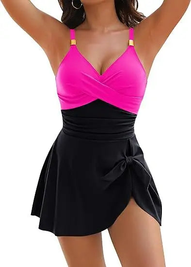 Elegant women's one-piece swimsuit with tummy control, flattering for any summer occasion.