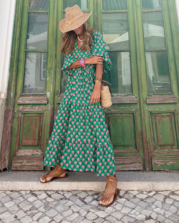 Effortless Women's Boho Maxi Dress, a long flowy casual summer dress for elegant style.