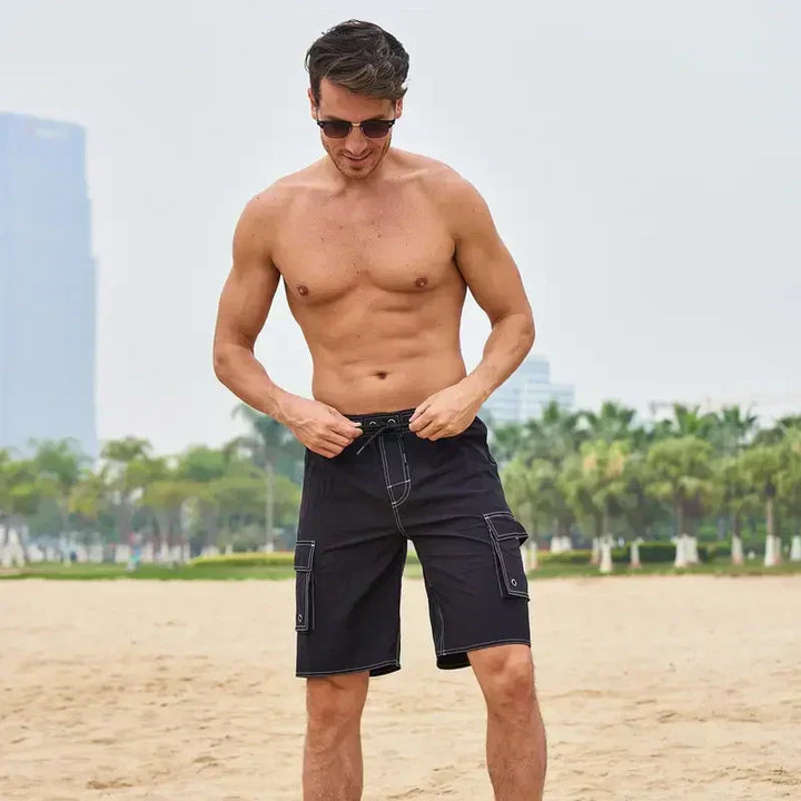 Quick-dry men's athletic shorts, dual layer, perfect for gym, running & activewear.