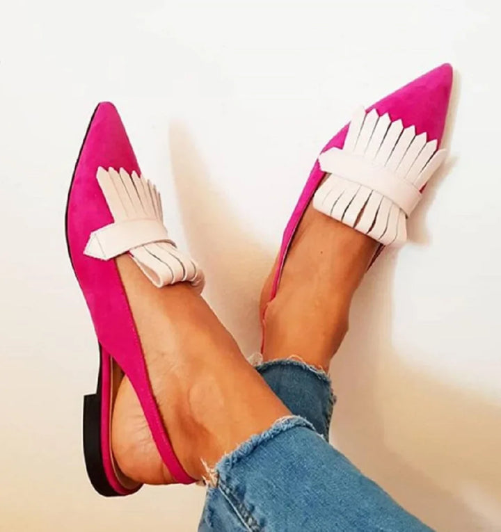 Elegant women's open-back heel pumps with pointed toe, perfect for evening wear & parties.