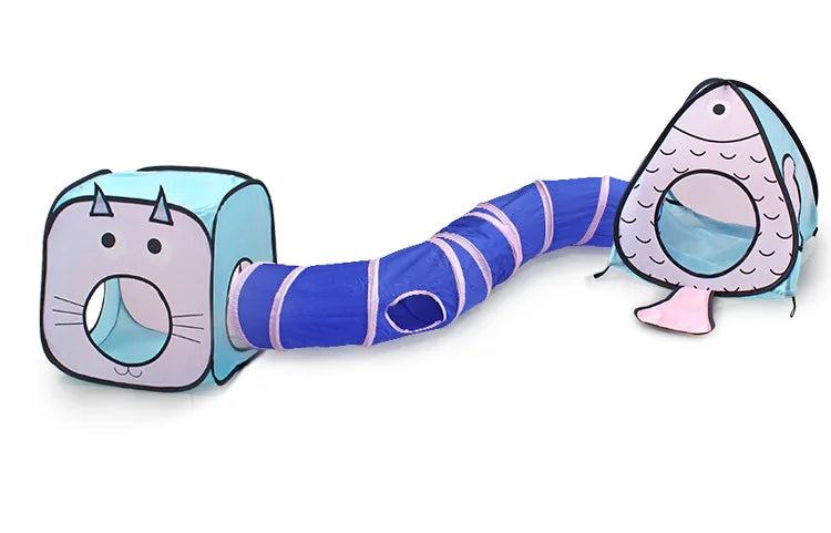 Interactive cat toy: Durable play tunnel and cozy pet house for feline enrichment, play, and rest for cats & kittens.