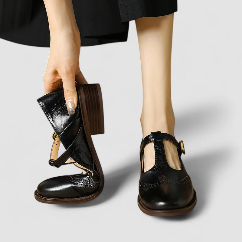 Classic women's Mary Jane footwear, elegant flats with an instep strap, comfortable for all-day wear.