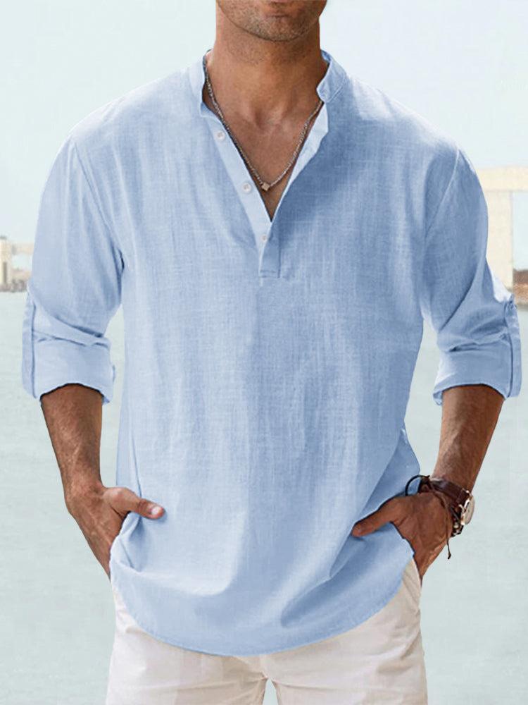 Men's breathable button-up shirt for effortless style; versatile long sleeve for smart casual or office wear.