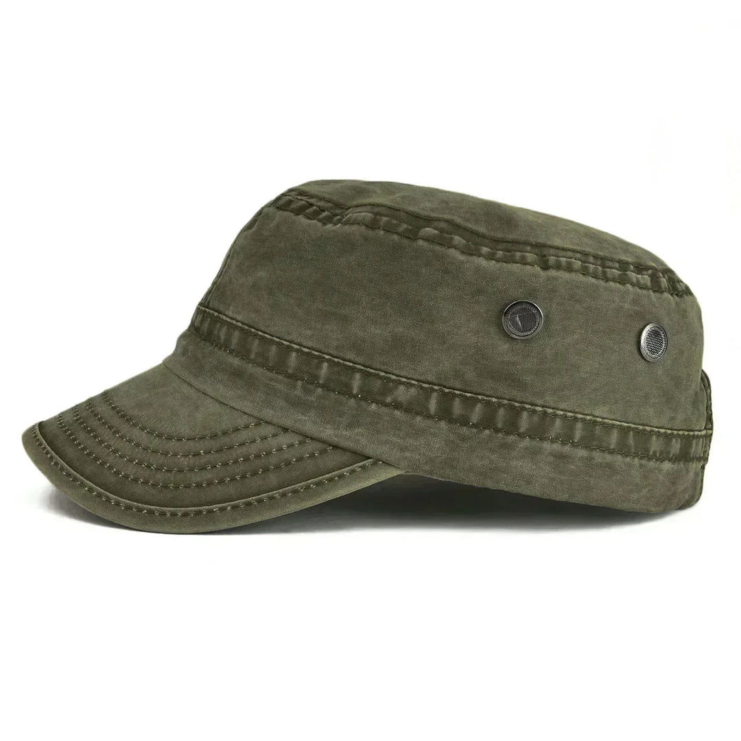 Classic men's vintage baseball cap with a rugged, distressed finish, ideal casual fashion accessory.