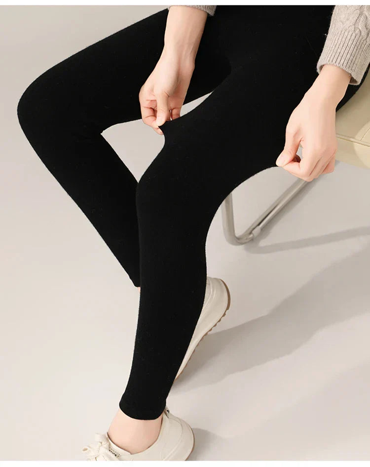 Luxe women's high waist cashmere leggings, ultimate soft comfort for stylish autumn & winter.