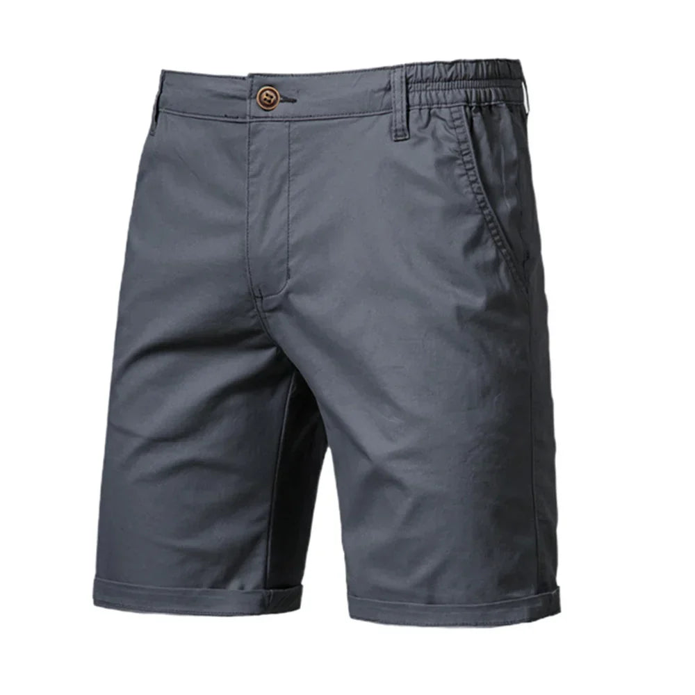 Men's smart chino shorts, offering a polished summer style. Comfortable & versatile for any occasion.