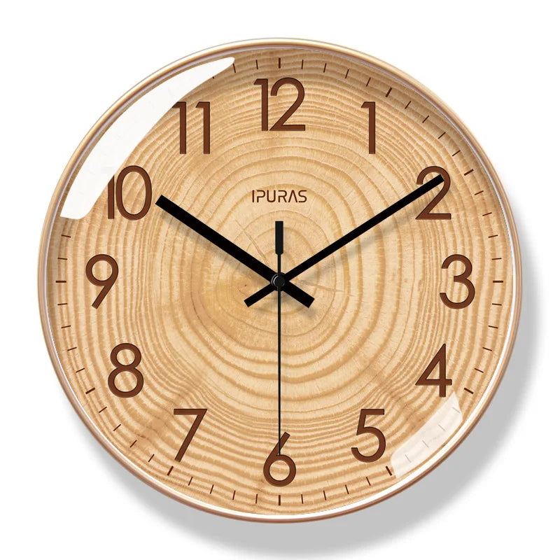 Beautiful wooden wall clock for living room decor. Silent, natural wood, and modern, elegant design.
