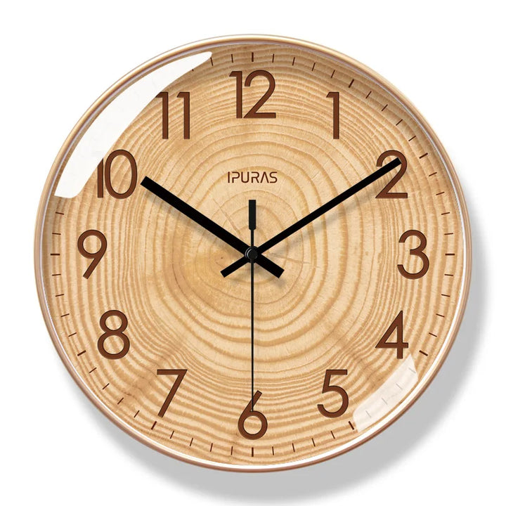 Beautiful wooden wall clock for living room decor. Silent, natural wood, and modern, elegant design.