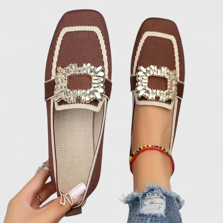 Slip-on women's orthopaedic loafers, cushioned with arch support for comfortable foot health.