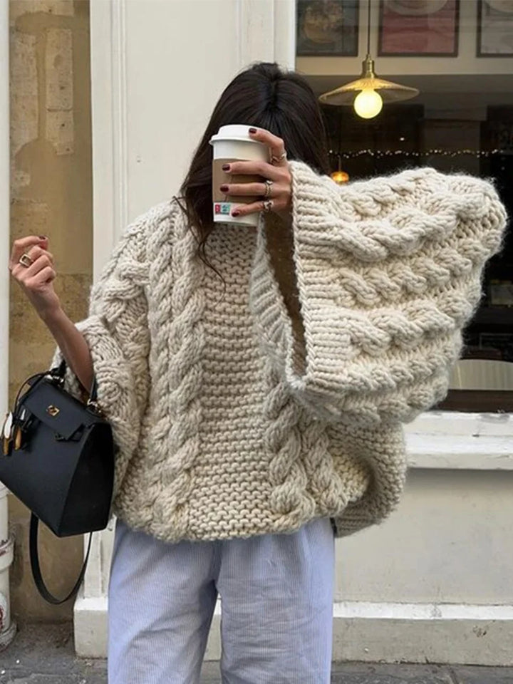 Relaxed fit women's oversized pullover sweater. Super cozy and comfortable, a must-have for casual winter style.