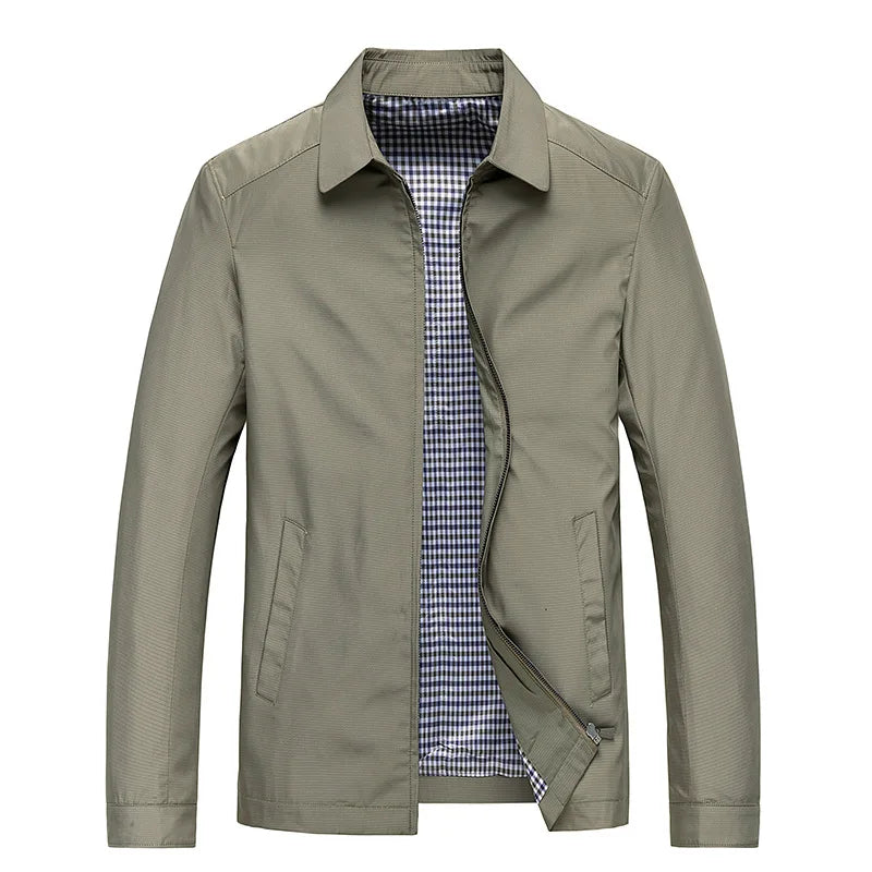 Stylish men's zip-up casual jacket, regular fit with a point collar, ideal outerwear for spring & fall.
