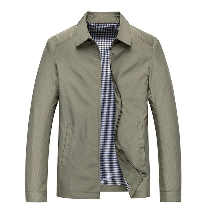 Stylish men's zip-up casual jacket, regular fit with a point collar, ideal outerwear for spring & fall.