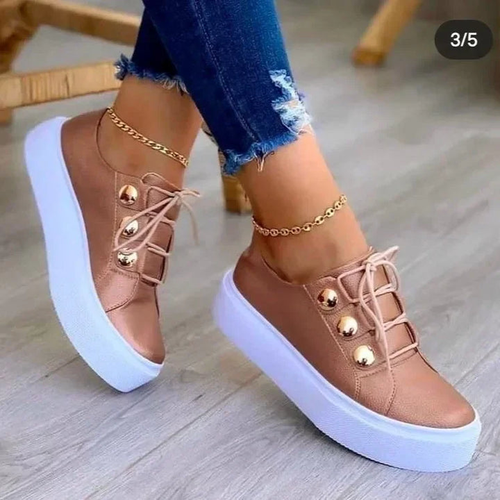 Stylish women's platform trainers with a round toe for elevated casual wear, featuring orthopedic comfort.