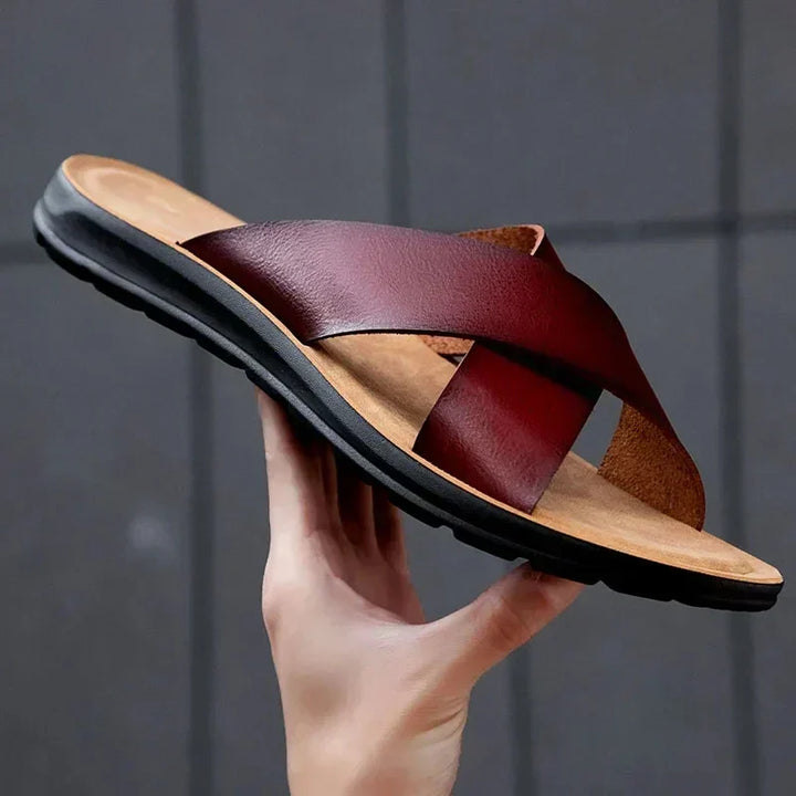 Premium men's slip-on sandals, offering luxurious comfort & style for summer.