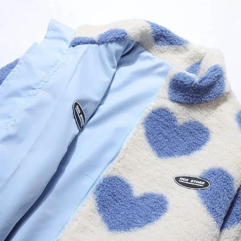 Women's lightweight reversible jacket with a beautiful heart detail. Cozy outerwear for versatile styling.