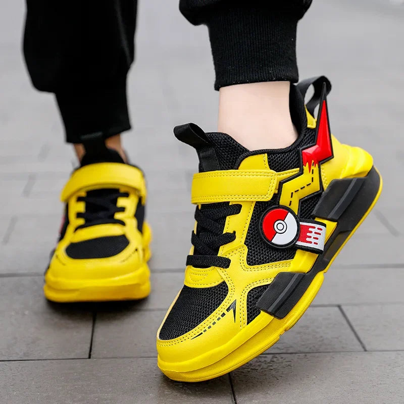 Fun Pokémon sneakers for boys and girls, comfortable & breathable shoes with Pikachu art, perfect for casual wear & play.