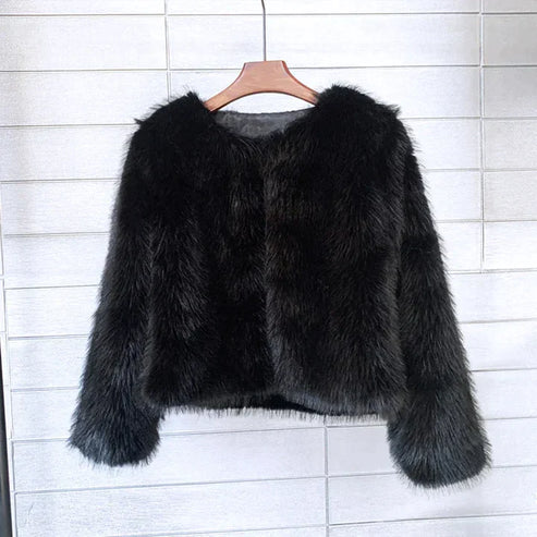 Chic women's short winter coat, a classic elegant jacket. Versatile and warm outerwear for ladies' fashion.