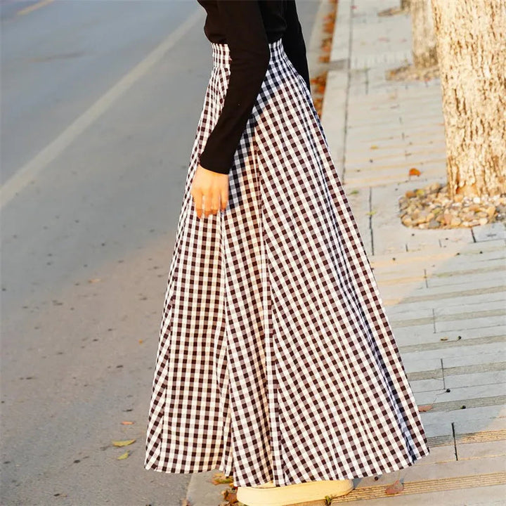 Stylish blue high-waist maxi skirt, a long & casual women's essential for all seasons.