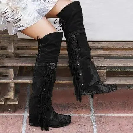 Fashionable women's knee-high boots, offering a sleek and elegant design. Ideal tall boots for chic fall style.
