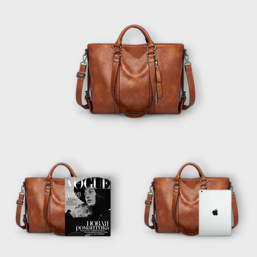 Versatile classic women's leather tote bag, a large capacity shoulder bag for all occasions.