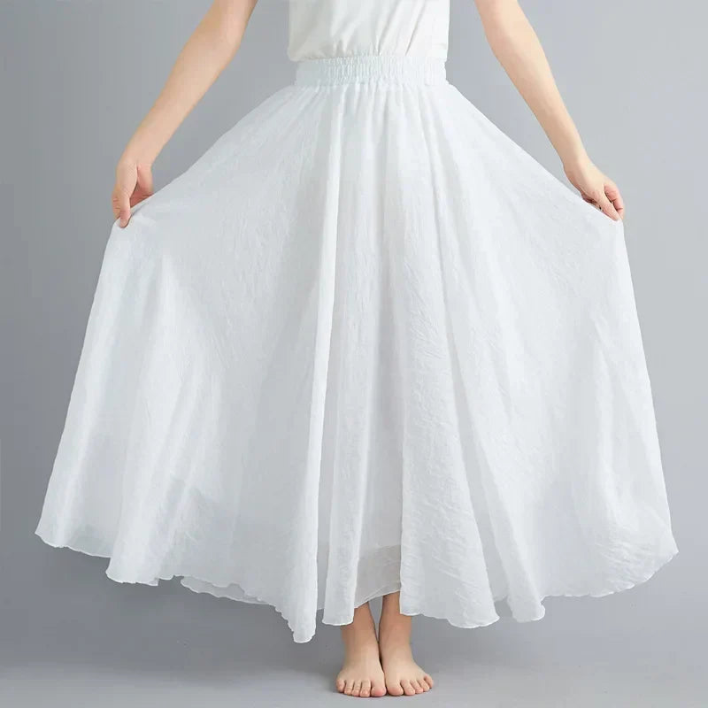 Fashionable flowing long skirt, airy and comfortable for women.