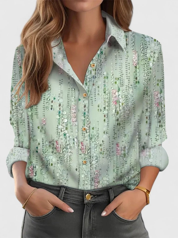 Elegant women's loose fit blouse with long sleeves, perfect for casual comfort or stylish everyday wear.