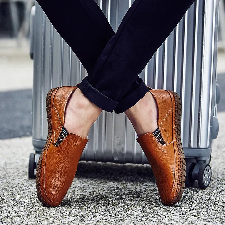 Comfortable men's walking slip-on shoes featuring a flexible sole for everyday use and active lifestyles.