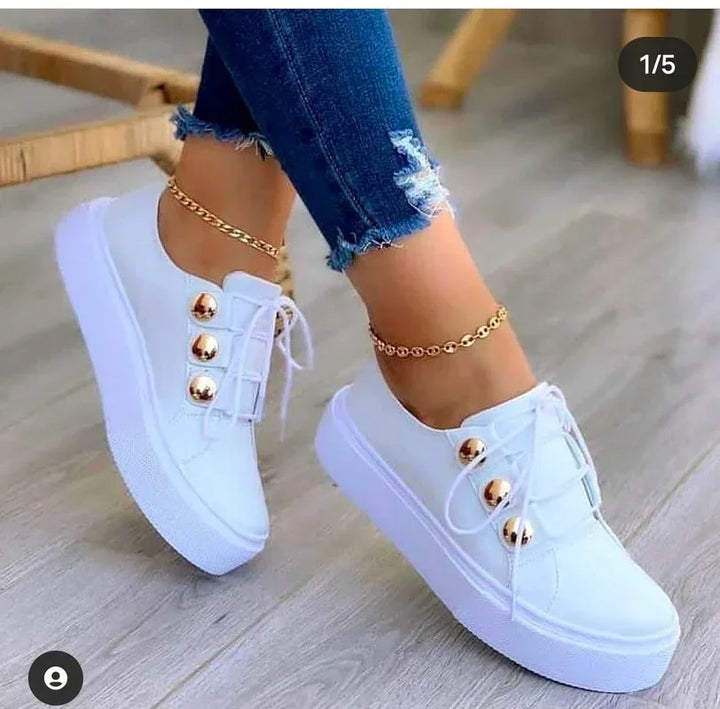 Comfortable women's orthopedic platform trainers, ideal for walking & casual wear. Features a stylish round toe.