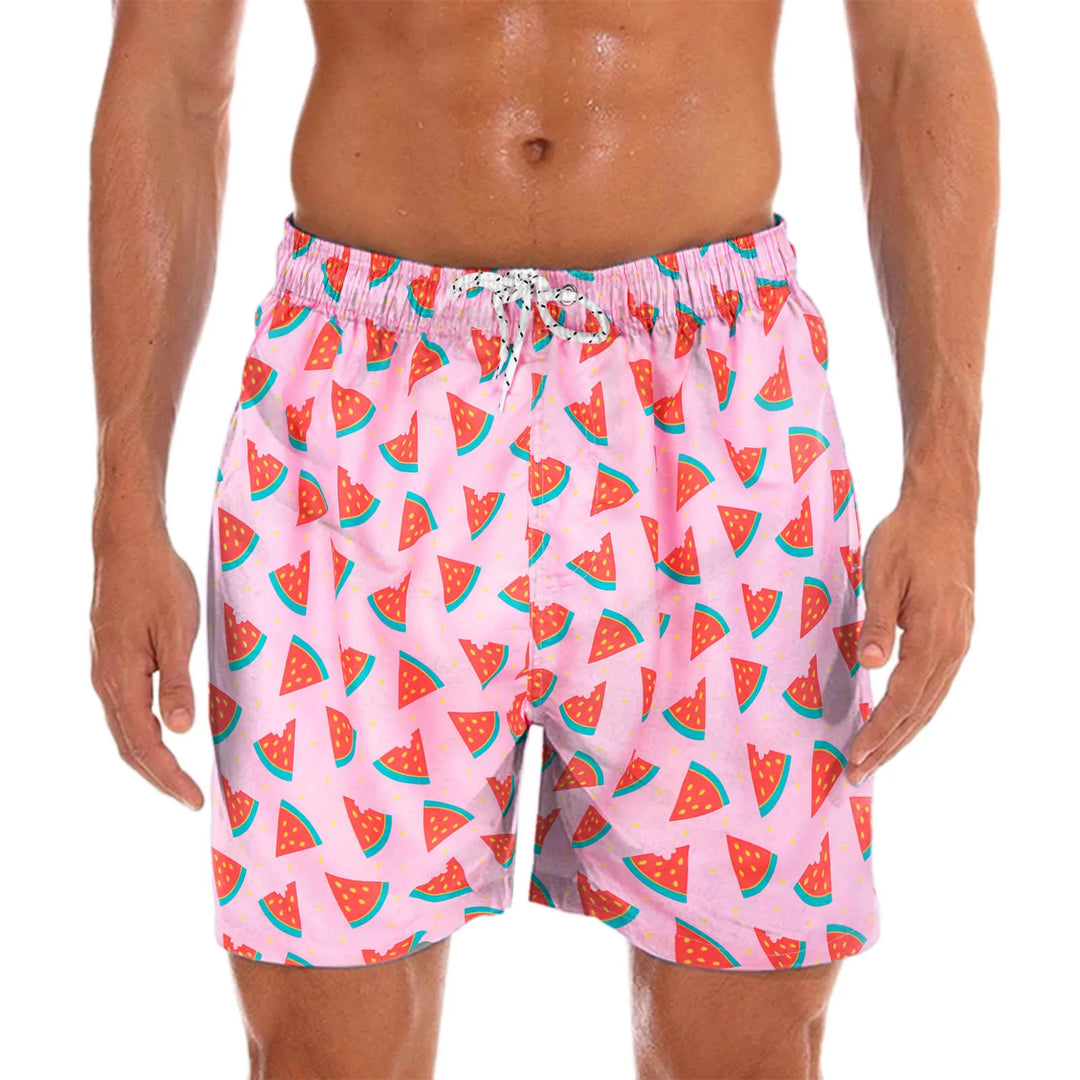 Stylish men's paisley print quick-dry beach shorts. Essential for summer fashion & comfortable poolside wear.