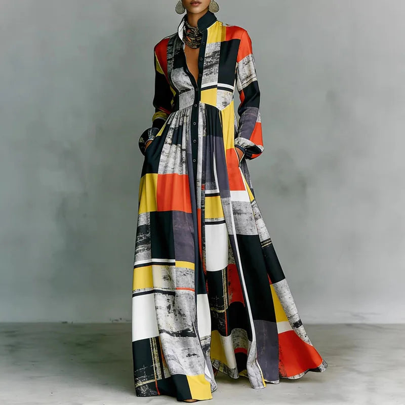 Beautiful women's floral button-down maxi dress, a versatile long summer dress with a relaxed fit.