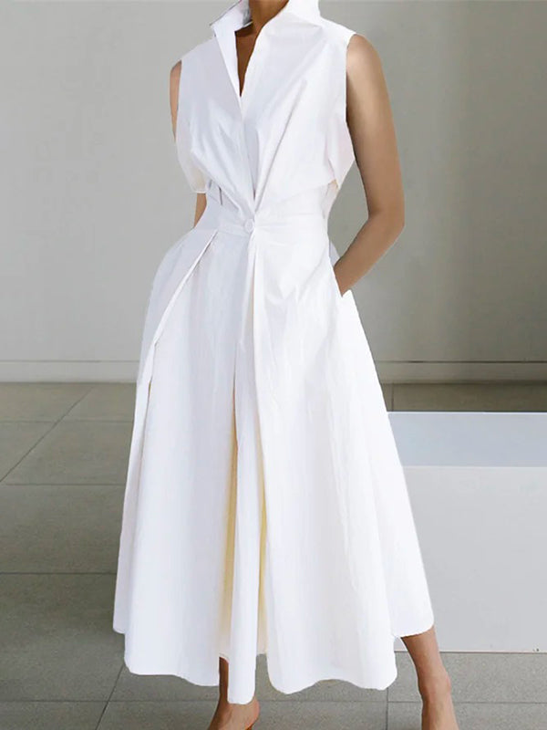 Women's chic shirt collar urban maxi dress, perfect for summer. Elegant & versatile long casual dress.