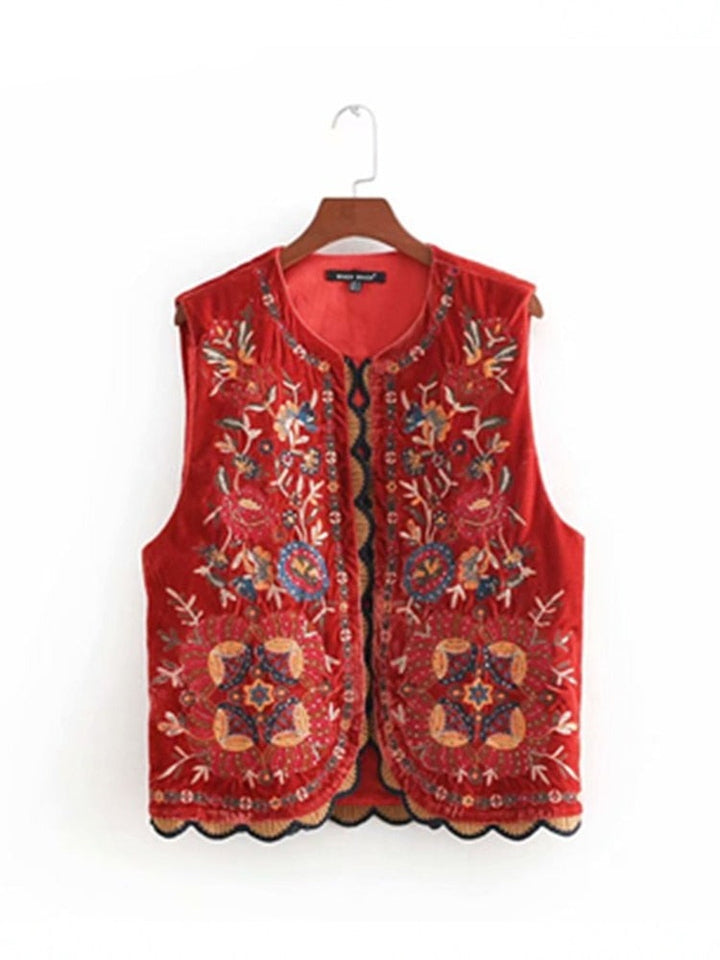 Chic women's sequin floral patchwork vest, an elegant sleeveless top for special occasion fashion.
