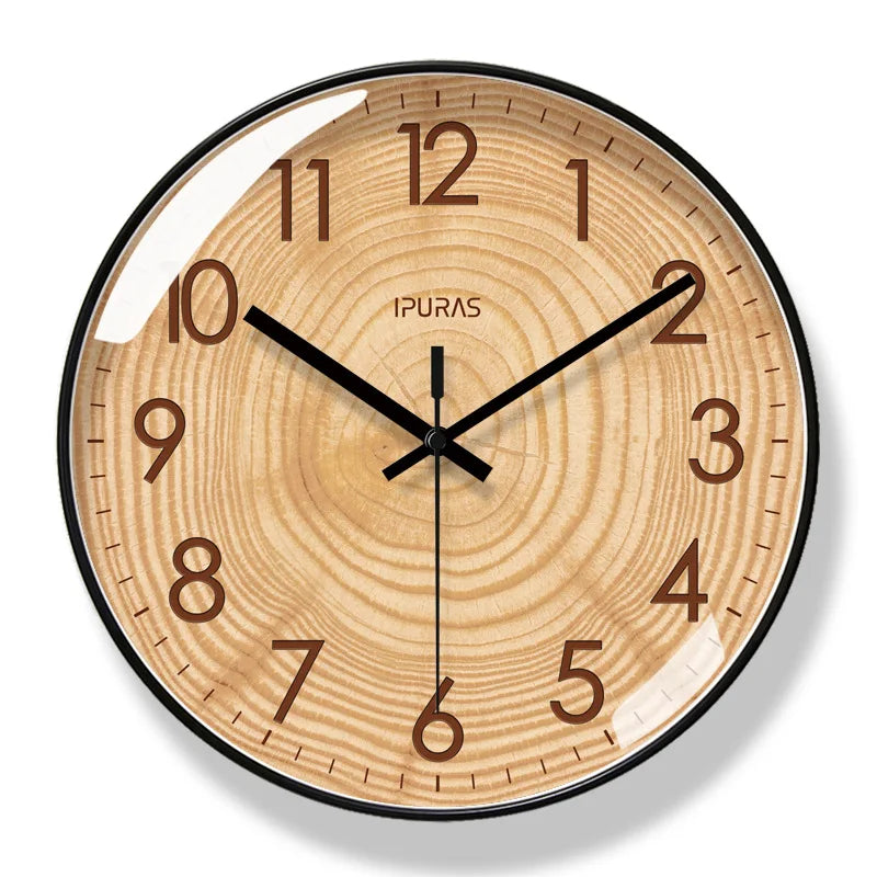 Timeless wooden wall clock. Silent movement & elegant natural wood finish, ideal for modern home decor.