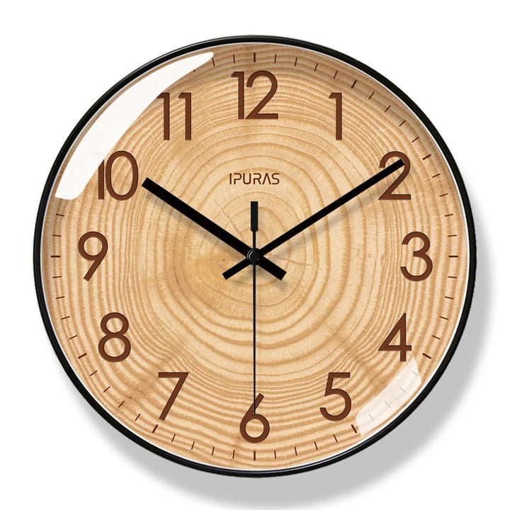 Timeless wooden wall clock. Silent movement & elegant natural wood finish, ideal for modern home decor.