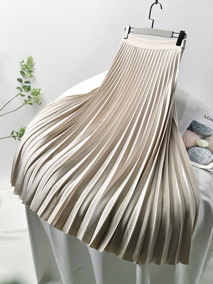 Women's high waist pleated A-line skirt, elegant and versatile for formal or party wear.