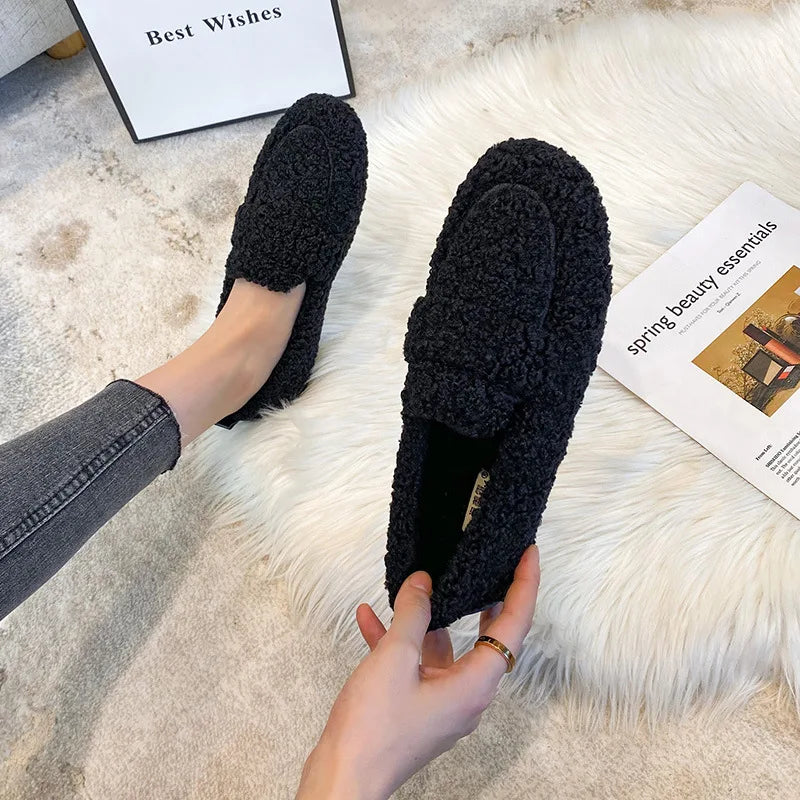 Plush Lana Teddy Loafers for women, offering supreme warmth & comfort. Stylish cozy footwear for home or outdoors.
