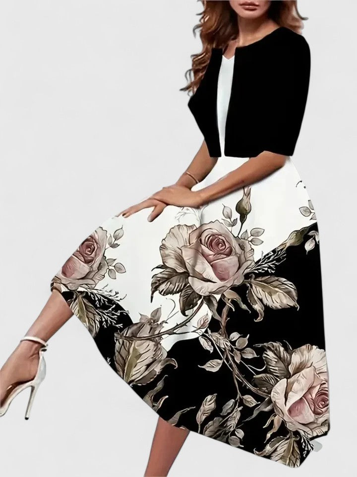 Comfortable elegant women's midi dress, offering a flattering fit for all body types, perfect for occasions.