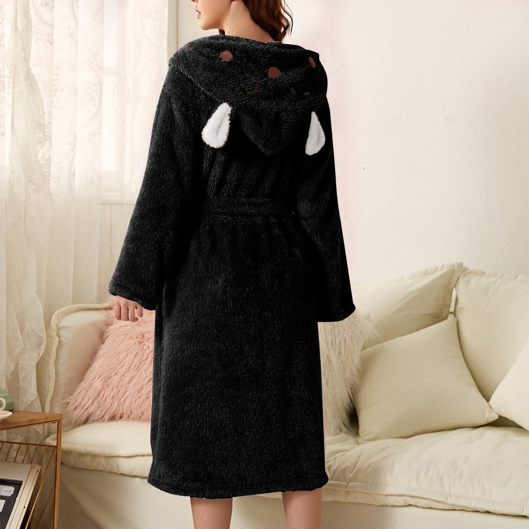 Soft women's plush animal style robe, perfect cozy fleece loungewear and bathrobe.