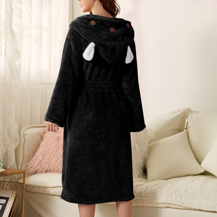 Soft women's plush animal style robe, perfect cozy fleece loungewear and bathrobe.