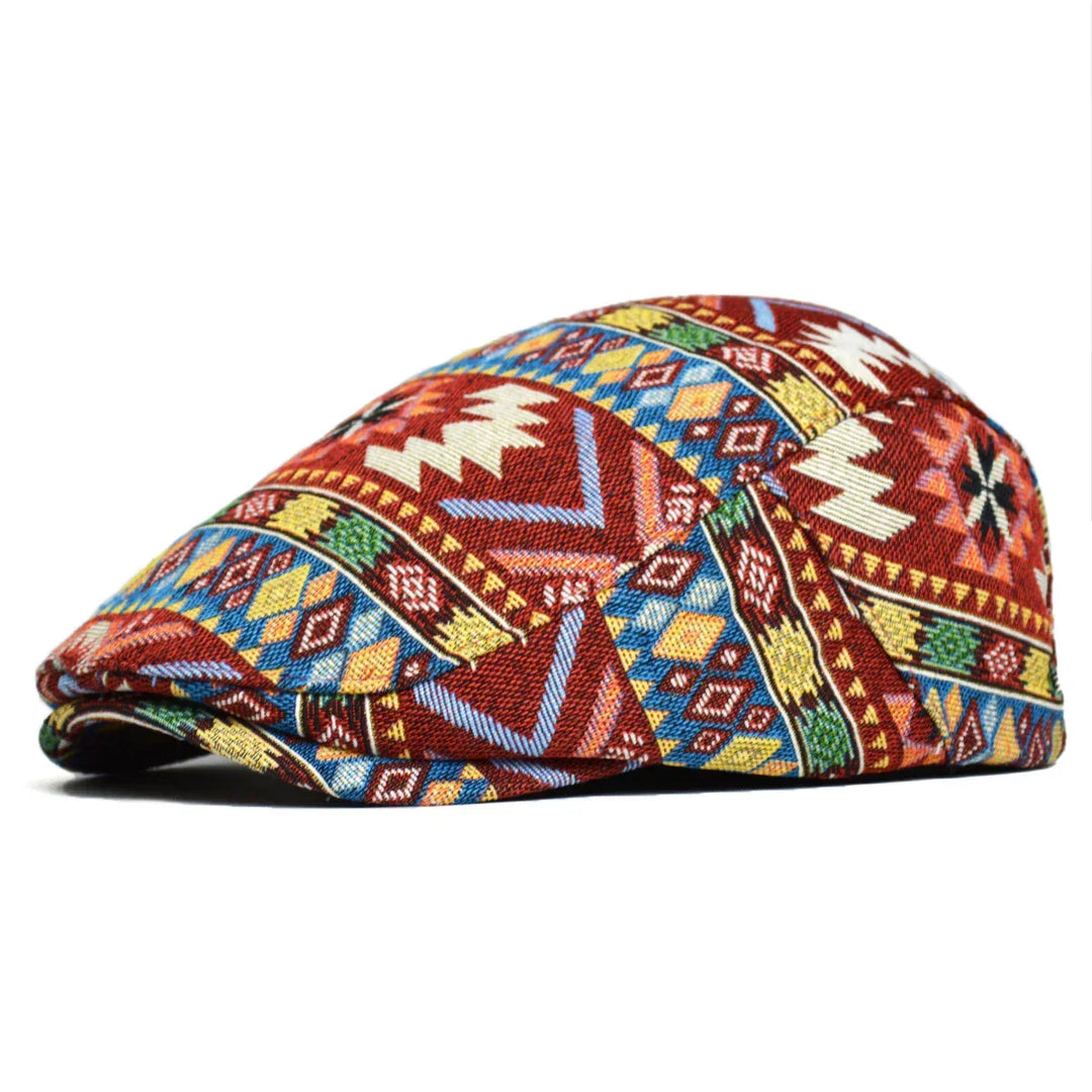 Vibrant Aztec print baseball cap, unisex and adjustable. Colorful patterned hat for casual accessory.