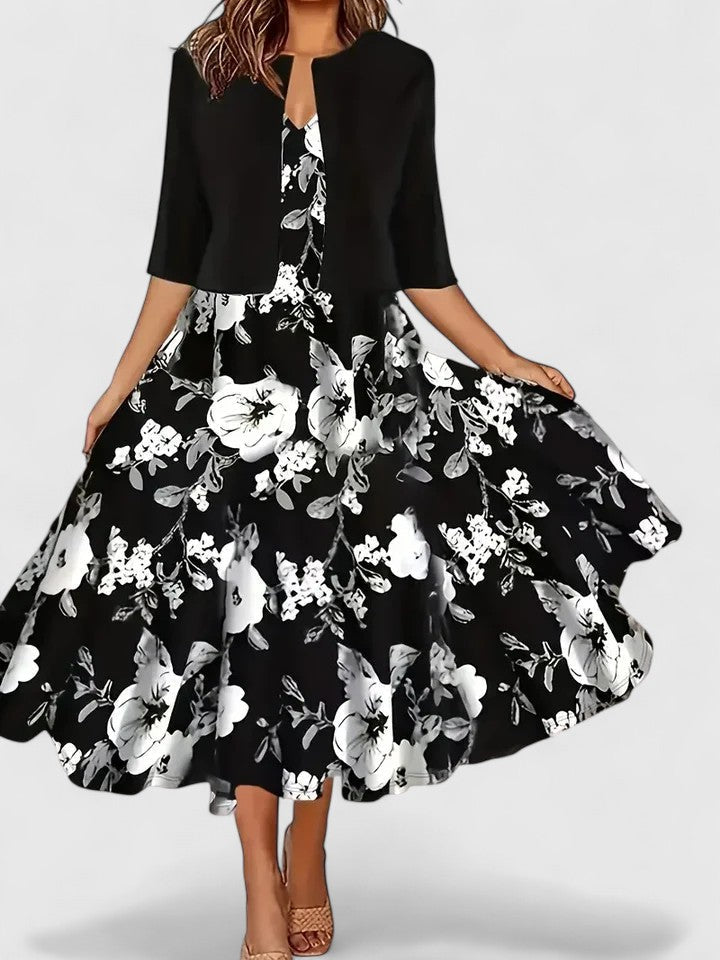 Modest yet elegant women's midi dress, perfect for formal gatherings, church, or a stylish party.