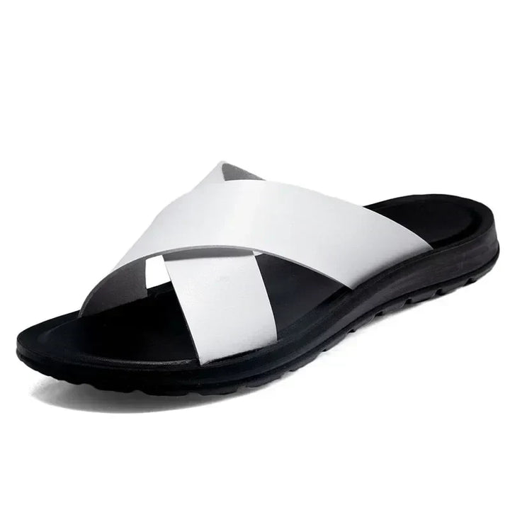 Stylish men's slip-on beach sandals, perfect for warm weather and vacation.