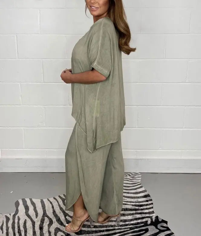 Plus size women's lightweight sleeveless summer pants set, comfortable & chic for everyday.