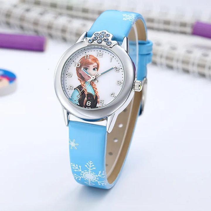 Charming kids' Frozen Princess Elsa watch, a versatile children's accessory with a durable leather band.