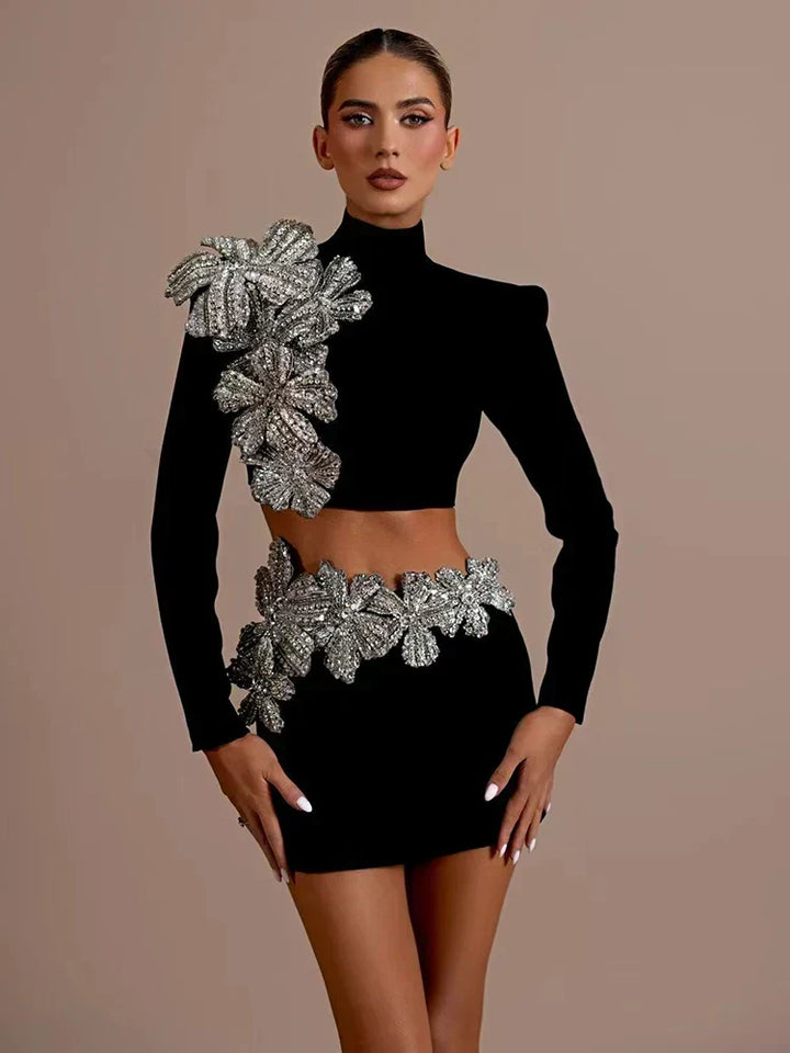 Elegant embellished two-piece set for women, perfect for party, night out & special occasions. Sparkle season ready.