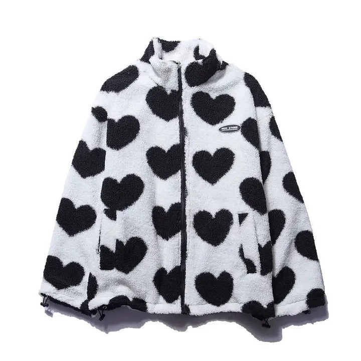 Versatile women's reversible jacket, featuring a unique heart detail for casual chic or elegant outfits.
