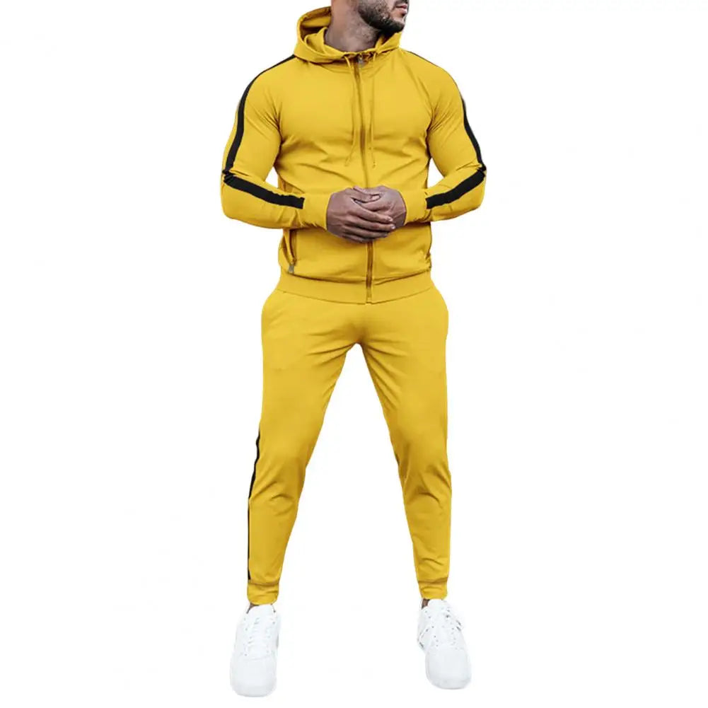 Complete men's tracksuit set: athletic jacket & pants for activewear, gym, or casual style.
